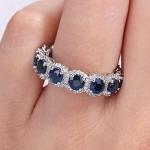 Blue Sapphire and Diamond Eternity Ring in Gold