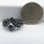 Black Diamond Chevron Wedding Ring Set for Women
