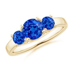 1.04 Ct Blue Sapphire Three Stone Ring in Gold