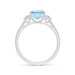 3 Ct Aquamarine & Diamond Three Stone Ring