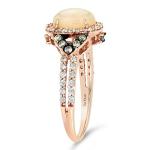 Rose Gold Split Shank Opal and Diamond Halo Ring