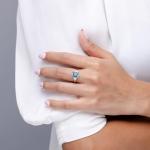 3 Ct Aquamarine & Diamond Three Stone Ring