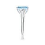 3 Ct Aquamarine & Diamond Three Stone Ring