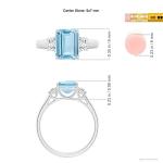 3 Ct Aquamarine & Diamond Three Stone Ring