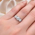 QSE 3 Stone Lab Grown Diamond Engagement Ring