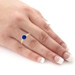 18K Yellow Gold Blue Sapphire Solitaire Ring Size 6