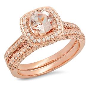 Rose Gold Morganite & Diamond Halo Engagement Ring