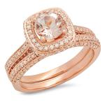 Rose Gold Morganite & Diamond Halo Engagement Ring