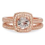 Rose Gold Morganite & Diamond Halo Engagement Ring