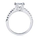 Moissanite and Lab Diamond Engagement Ring in White Gold