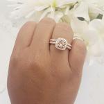Rose Gold Morganite & Diamond Halo Engagement Ring