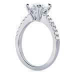 Moissanite and Lab Diamond Engagement Ring in White Gold