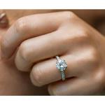 Moissanite and Lab Diamond Engagement Ring in White Gold