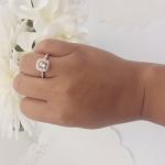 Rose Gold Morganite & Diamond Halo Engagement Ring