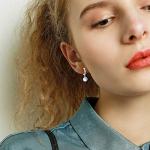 Moonstone Hoop Earrings S925 Sterling Silver Jewelry Gift