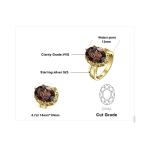 JewelryPalace Huge Oval Shape 5.7ct Genuine Smoky Quartz Cocktail Rings for Her, 14K Yellow Gold Plated 925 Sterling Silver Ring for Women, Natural Gemstone Jewelry Sets Rings 7