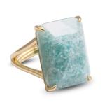 Amazonite Ring, Natural Blue Gemstone Rings for Women, Adjustable Gold Ring for Amazonite Jewelry, Rectangle Healing Crystal Ring Jewelry Gift