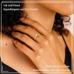 Honsny Gold Birthstone Rings for Women Non Tarnish 14K Gold Plated Adjustable Emerald Ring Cubic Zirconia Gemstone Promise Ring for Her Engagement Personalized Waterproof Jewelry Gifts for Birthday