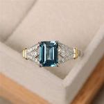 Metmejiao Vintage Women Aquamarine Gemstone 14k White Gold Filled Wedding Bridal Band Ring (10)