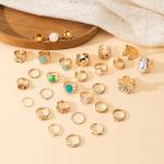 Mixcbe 30 Pcs Gold Crystal Stacks Ring Sets for Women Chunky Gemstone Knuckle Rings Boho Flower Statement Joint Finger Rings Pack for Jewelry Gift