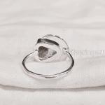 Natural Herkimer Diamond Ring, Raw Herkimer Diamond Ring, Crescent Moon Adjustable Ring, 925 Sterling Silver, Womens Ring, Christmas, Handmade, Statement Jewelry, Rough Gemstone Jewelry (8)