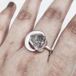 Natural Herkimer Diamond Ring, Raw Herkimer Diamond Ring, Crescent Moon Adjustable Ring, 925 Sterling Silver, Womens Ring, Christmas, Handmade, Statement Jewelry, Rough Gemstone Jewelry (8)