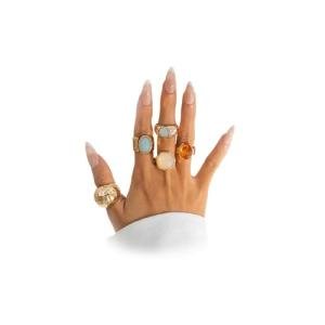 YNZGYBY Gold Rings for Women Non Tarnish Unique Chunky Gem Stone Stackable Knuckle Ring Set Vintage Funky Stack Open Jewelry Rave Rock Accessories Pack