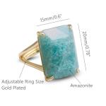 Amazonite Ring, Natural Blue Gemstone Rings for Women, Adjustable Gold Ring for Amazonite Jewelry, Rectangle Healing Crystal Ring Jewelry Gift