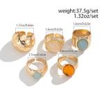 YNZGYBY Gold Rings for Women Non Tarnish Unique Chunky Gem Stone Stackable Knuckle Ring Set Vintage Funky Stack Open Jewelry Rave Rock Accessories Pack