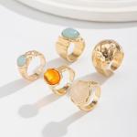 YNZGYBY Gold Rings for Women Non Tarnish Unique Chunky Gem Stone Stackable Knuckle Ring Set Vintage Funky Stack Open Jewelry Rave Rock Accessories Pack