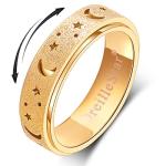 OreilleStar Anxiety Ring for Women Fidget Ring Spinner Rings Stainless Steel Moon Star Fidgit Ring for Women Gold Plated Size 6