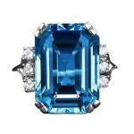 925 Sterling Silver Shiny Full Diamond Gemstone Ring Blue Cubic Zirconia Rings CZ Diamond Multi Row Ring Eternity Engagement Wedding Band Ring for Women (US Code 8)