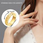 OreilleStar Anxiety Ring for Women Fidget Ring Spinner Rings Stainless Steel Moon Star Fidgit Ring for Women Gold Plated Size 6
