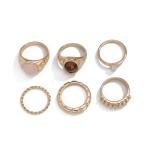 IQIC Chunky Gold Rings for Women Stackable Silver Flower Ring Set Vintage Statement Pearl Gemstone Rings Knuckle Costume Prom Jewelry Accessories (brown gemstone rings)