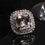 IS4U Sparkling Rhinestone Ring Bohemia Thick Large Oval Geometric Ring Square Princess Rings Fashion Heart Zircon Crystal Ring Prom Wedding Party Ball Rings for Women (Quadrate)