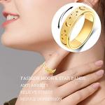 OreilleStar Anxiety Ring for Women Fidget Ring Spinner Rings Stainless Steel Moon Star Fidgit Ring for Women Gold Plated Size 6
