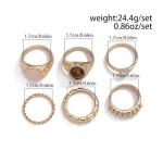 IQIC Chunky Gold Rings for Women Stackable Silver Flower Ring Set Vintage Statement Pearl Gemstone Rings Knuckle Costume Prom Jewelry Accessories (brown gemstone rings)
