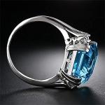 925 Sterling Silver Shiny Full Diamond Gemstone Ring Blue Cubic Zirconia Rings CZ Diamond Multi Row Ring Eternity Engagement Wedding Band Ring for Women (US Code 8)