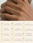 FUNEIA Gold Birthstone Rings for Women Non Tarnish Trendy Stackable Gold Rings that Don't Tarnish Dainty Emerald Green Gemstone Cubic Zirconia Wedding Engagement Ring for her Birthday Gifts Jewelry