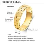 OreilleStar Anxiety Ring for Women Fidget Ring Spinner Rings Stainless Steel Moon Star Fidgit Ring for Women Gold Plated Size 6