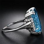 925 Sterling Silver Shiny Full Diamond Gemstone Ring Blue Cubic Zirconia Rings CZ Diamond Multi Row Ring Eternity Engagement Wedding Band Ring for Women (US Code 8)