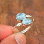 Adjustable Sterling Silver Larimar Ring for Women
