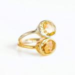 Citrine Quartz Oval Stackable Ring for Women
