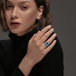 Aquamarine Adjustable Ring in Gold Plated Style