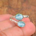 Adjustable Sterling Silver Larimar Ring for Women