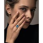 Aquamarine Adjustable Ring in Gold Plated Style