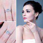 Blue Topaz Princess Cut Promise Ring in Silver