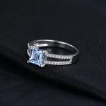Blue Topaz Princess Cut Promise Ring in Silver