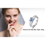 Blue Topaz Princess Cut Promise Ring in Silver