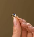 Gold Birthstone Stackable Ring with CZ Emerald